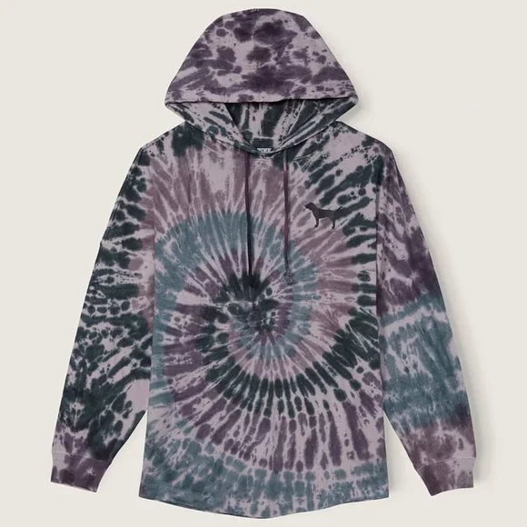 VS PINK COTTON OVERSIZED HOODED T-SHIRT - Picture 3 of 5